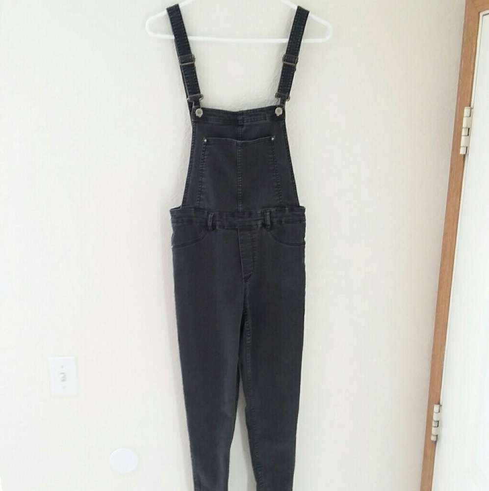 Divided Grey Denim Overalls Ankle Zip 8